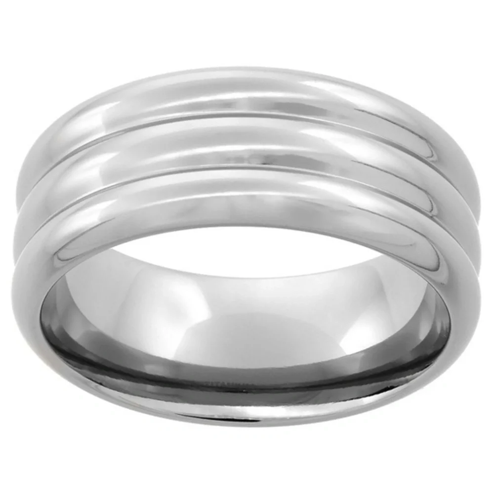 9mm Titanium Wedding Band Ring 3 Dome Pattern Dome